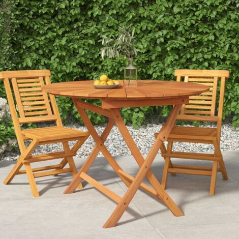 Table pliable de jardin Ø 85x75 cm bois massif de teck (1/5)