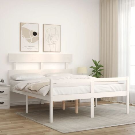 Lit pour personne âgée sans matelas blanc 160x200cm bois massif vidaXL (1/5)