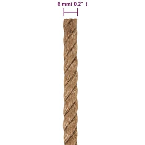 Corde de jute 25 m de long 6 mm d'épaisseur