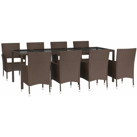 Ensemble à manger de jardin et coussins 9 pcs marron poly rotin vidaXL (1/5)