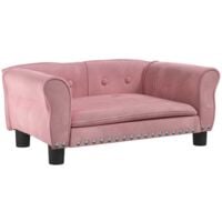 Lit pour chien rose 70x45x30 cm velours vidaXL