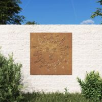 Vidaxl – Décoration murale jardin 55x55 cm acier corten – Design creux soleil – Anti-corrosif – Installation facile – Pour extérieur