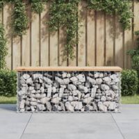 Vidaxl – Banc de jardin en bois massif de pin – Base en gabion acier galvanisé – Dimensions 103x31,5x42 cm – Pour espaces extérieurs