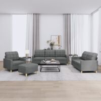 Vidaxl – Ensemble de canapés 4 pcs avec coussins – Canapé droit gris foncé en tissu durable – Dimensions 198 x 77 x 80 cm – Pour espaces de vie modernes