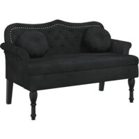 Banc avec coussins noir 120,5x65x75 cm velours vidaXL
