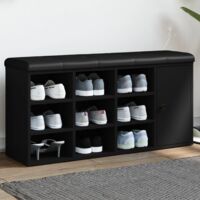 Vidaxl – Banc à chaussures noir 102x32x50 cm – Bois d'ingénierie – Assise confortable – Capacité 110 kg – Rangement optimisé