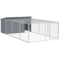 Vidaxl – Niche pour chien avec enclos 197x396x110 cm – Acier galvanisé durable – Toit anti-intempéries – Conception en maille pour ventilation
