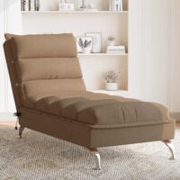 Chaise longue de massage avec coussins marron tissu vidaXL