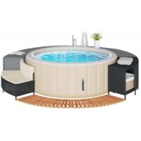 Vidaxl – Cadre de bain à remous noir en résine tressée et bois d'acacia – Housse amovible et lavable – Support de rangement intégré – Dimensions 73/112 x 45 x 55 cm