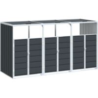 Vidaxl – Cache-poubelle à roulettes pour 3 bacs acier – Dimensions 216 x 81 x 115 cm – Accès facile avec portes verrouillables – Bonne ventilation