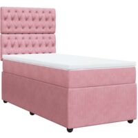 Sommier à lattes de lit avec matelas Rose 90x200 cm Velours vidaXL