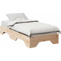 Vidaxl – Cadre de lit empilable 90x190 cm en bois massif – Sommier à lattes intégré – Idéal pour espaces restreints – Capacité 100 kg