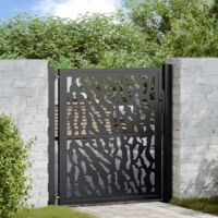 Vidaxl – Portail aluminium noir 100x100 cm – Acier galvanisé – Design découpé au laser – Système de verrouillage avec 3 clés