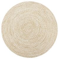 Vidaxl – Tapis shaggy fait à la main en jute et coton – Couleur blanc et naturel – Diamètre 90 cm – Texture douce et durable