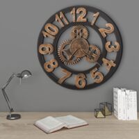 Vidaxl – Horloge murale en métal doré et noir 58 cm – Mécanisme à quartz – Cadran lisible – Décoration intérieure moderne