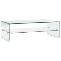 Vidaxl – Table basse fixe en verre trempé 98x45x31 cm – Épaisseur 10 mm – Avec étagère intégrée – Style contemporain