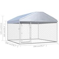 vidaXL Chenil extérieur avec toit pour chiens 200 x 200 x 135 cm - Argent