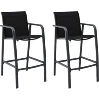 Chaises de bar de jardin lot de 2 Noir Textilène vidaXL