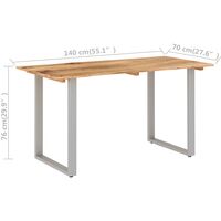 Table de Salle à Manger Bois d'Acacia Solide 140x70x76 cm Modèle 2