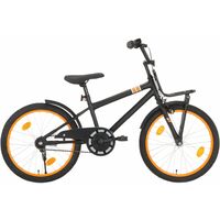 vidaXL Vélo d'enfant avec porte-bagages avant 20 pouces Noir et orange - Orange