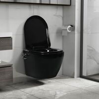 vidaXL Toilette murale sans bord à fonction de bidet Céramique Noir - Noir