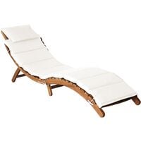 vidaXL Chaise longue avec coussin Bois d'acacia solide Crème - Crème