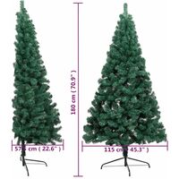 Sapin de Noël artificiel moitié avec support Vert 180 cm PVC