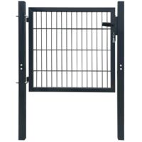 Vidaxl – Portail fer et acier 2D – Ouverture simple – 100x80 cm – Acier robuste avec revêtement anti-corrosion – Charnières robustes pour installation facile