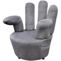 Chaise en forme de main gris velours vidaXL
