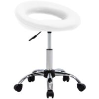 Chaise de travail roulante Blanc Similicuir vidaXL