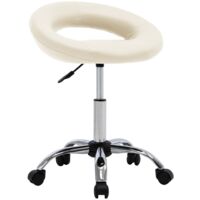 Chaise de travail roulante Crème Similicuir vidaXL