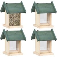 Mangeoires à oiseaux 4 pcs Bois de sapin vidaXL