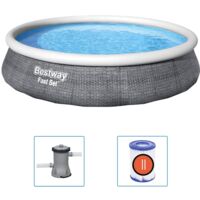 Bestway – Piscine gonflable Fast Set 396x84 cm – Parois renforcées en Tritech – Capacité 7340 L – Pompe de filtration 2006 L/h incluse