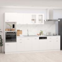 Vidaxl – Ensemble de 7 meubles de cuisine Lyon – Bois d'ingénierie blanc – Dimensions : 60x57x207 cm, 80x31x60 cm, 40x46x81,5 cm – Assemblage requis