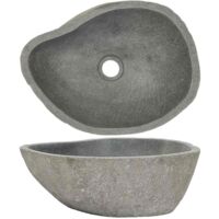Lavabo en pierre de rivière Ovale 37-46 cm vidaXL