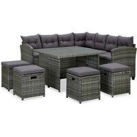 Vidaxl – Salon de jardin 6 pcs – Canapé d'angle avec coussins – Résine tressée gris – Table basse 100x100cm – Pour espaces extérieurs