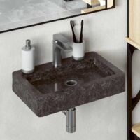 Vidaxl – Vasque suspendue en marbre noir 38x24x6,5 cm – Dimensions intérieures 33x16 cm – Trou de robinet 3,5 cm – Facile à nettoyer