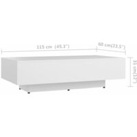 Table basse 115x60x31 cm Aggloméré Blanc