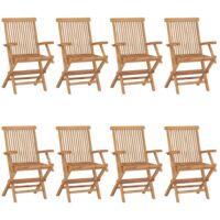 Chaises de jardin lot de 8 Bois de teck massif vidaXL