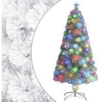Sapin de Noël artificiel avec LED Blanc 120 cm Fibre optique