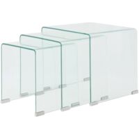 Vidaxl – Ensemble de 3 tables gigognes en verre trempé – Design contemporain – Idéal pour petits espaces – Rangement compact