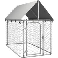 vidaXL Chenil extérieur avec toit pour chiens 200x100x150 cm - Argent