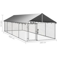 vidaXL Chenil extérieur avec toit pour chiens 600x200x150 cm - Argent