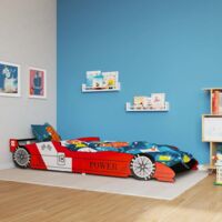 Vidaxl – Lit enfant voiture de course 90x200 cm – Construction robuste avec garde-corps – Lit simple esthétique et confortable – Assemblage facile