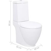 vidaXL Toilette en Céramique Ecoulement d'Eau à l'Arrière Blanc - Blanc