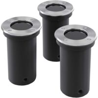 Vidaxl – Spot encastrable extérieur sol – Lot de 3 lampes rondes – Acier inoxydable et aluminium – Verre trempé – IP65 pour usage extérieur