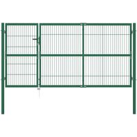 Portail de clôture de jardin avec poteaux 350x140 cm Acier Vert