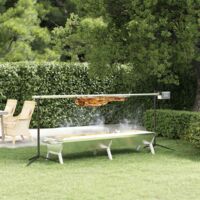 Vidaxl – Barbecue automatique en acier inoxydable – Moteur électrique – Grille et plateau pour cuisson de viande – Portable et léger