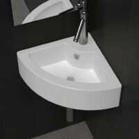 Vidaxl – Vasque suspendue céramique blanche avec trop-plein – Dimensions 45x32x12,5 cm – Facile à nettoyer – Pour salle de bain moderne