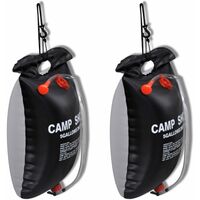 Vidaxl – Douche solaire de camping 20 L – PVC résistant aux intempéries – Vanne de contrôle débit – Sac pliable inclus – 2 pcs